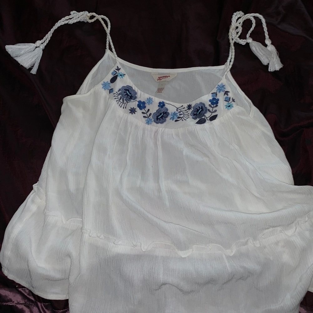 White Embroidered Tank Top